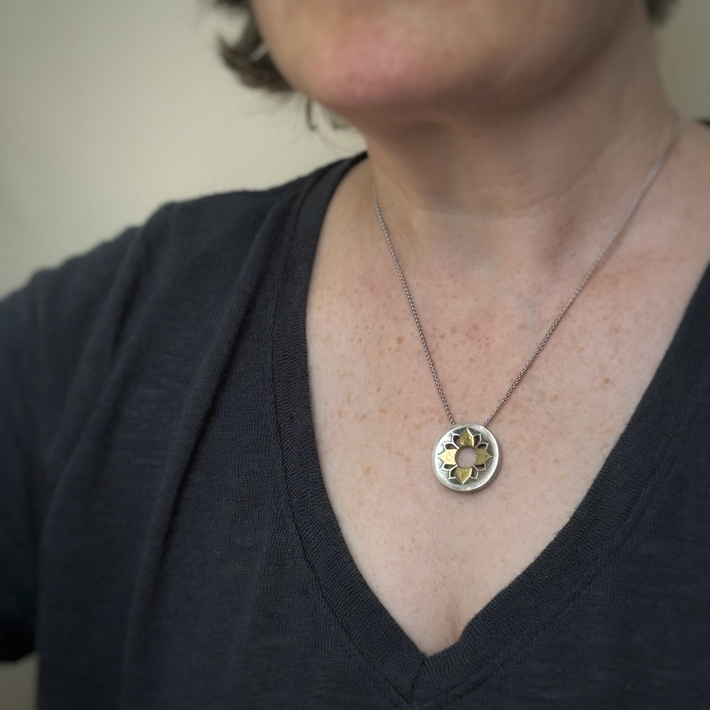 Heart Harmony Pendant - 24mm Carved, 22K Gold Accents (#13)