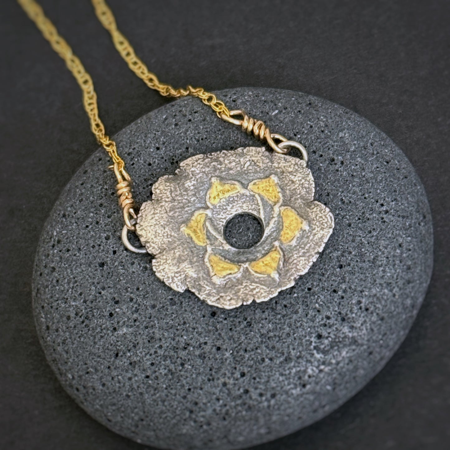 Sacral Chakra, 18mm, FS/22k, 14.75" 14k Gold Filled Chain (#49)