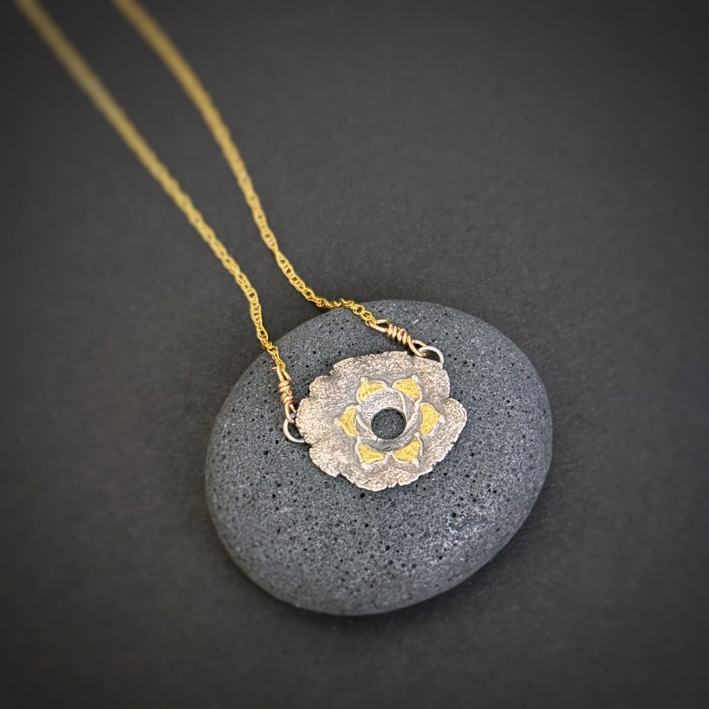 Sacral Chakra, 18mm, FS/22k, 14.75" 14k Gold Filled Chain (#49)