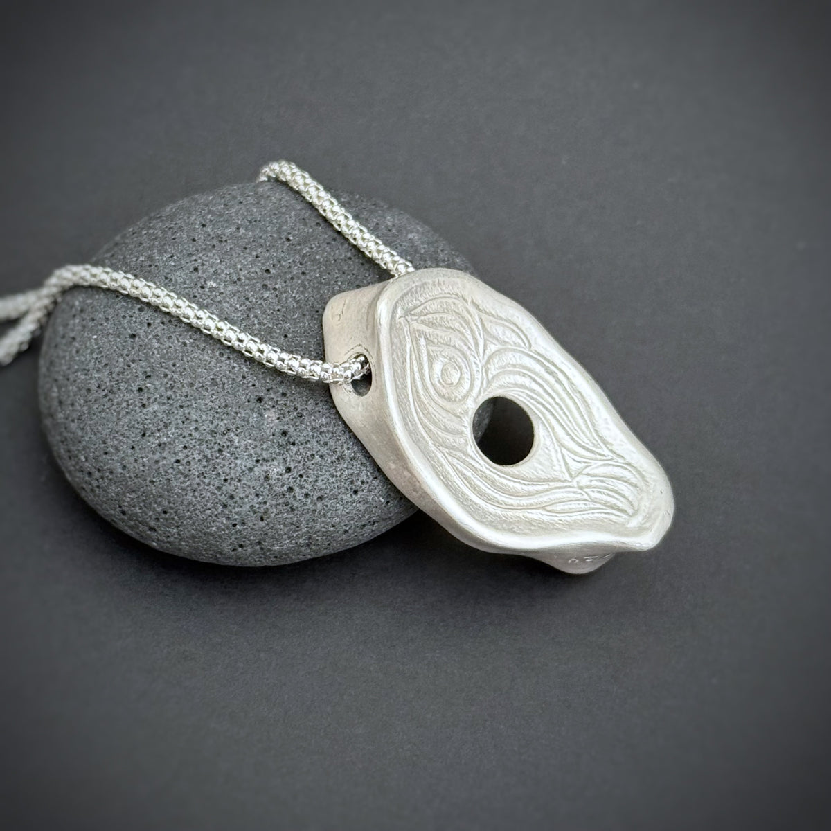 Yoni Pendant, 30mm, Fine Silver w/Pink & Orange Enamel