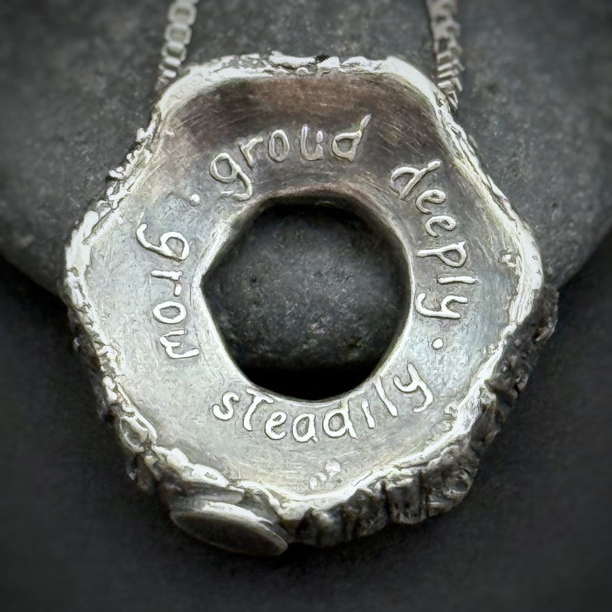 Rooted Rings Pendant, 20mm, Sterling Silver, "Groud" Misprint A
