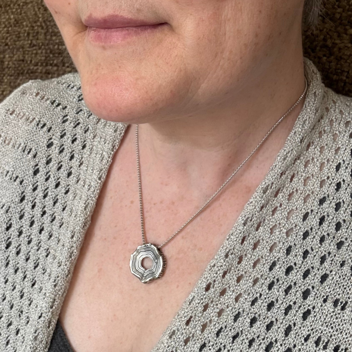 Rooted Rings Pendant, 24mm, Sterling