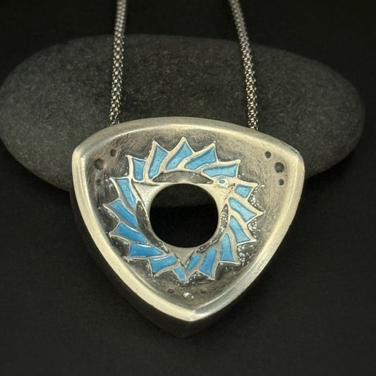 Downward Tri Throat Chakra w Ename-49