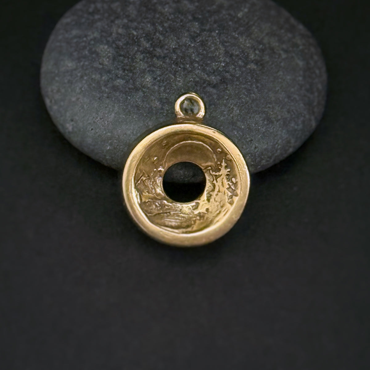 Sacred Land, “Gold” Bronze Pendant Necklace, 14mm