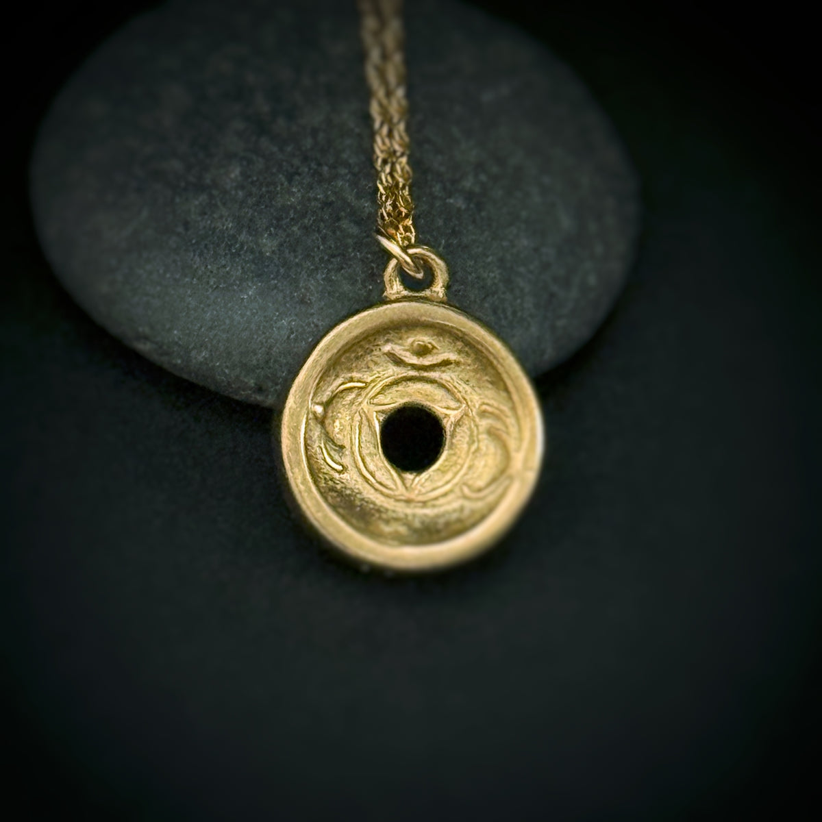 Brow Chakra Pendant, 14mm, “Gold” Bronze