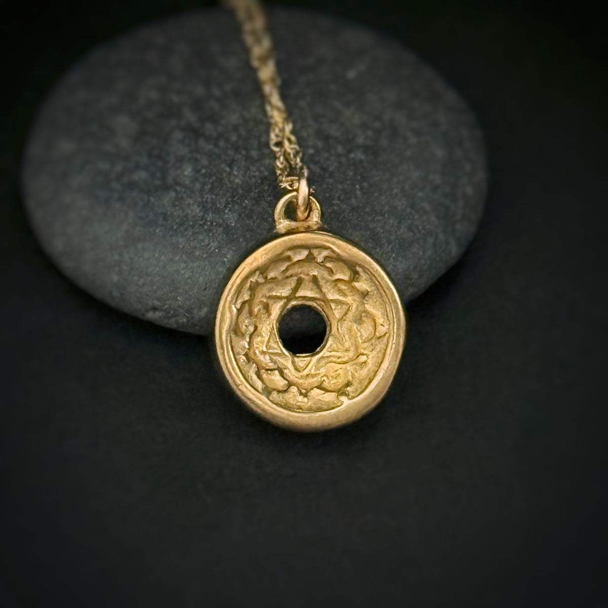 Heart Chakra Pendant, 14mm, “Gold” Bronze