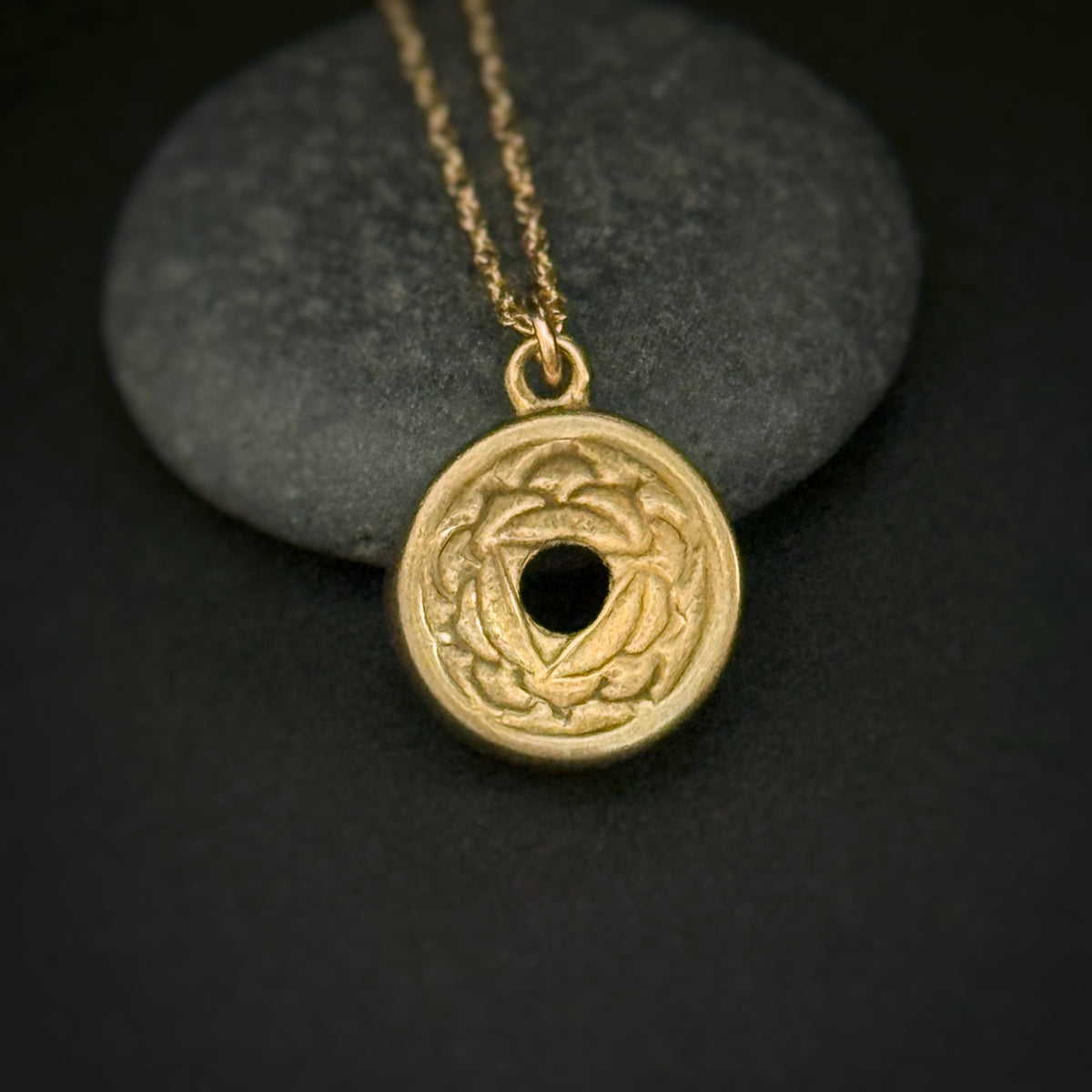 Solar Chakra Pendant, 14mm, “Gold” Bronze