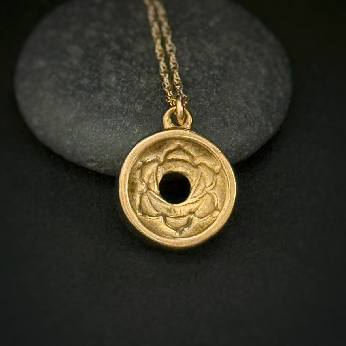 Sacral Chakra Pendant, 14mm, “Gold” Bronze
