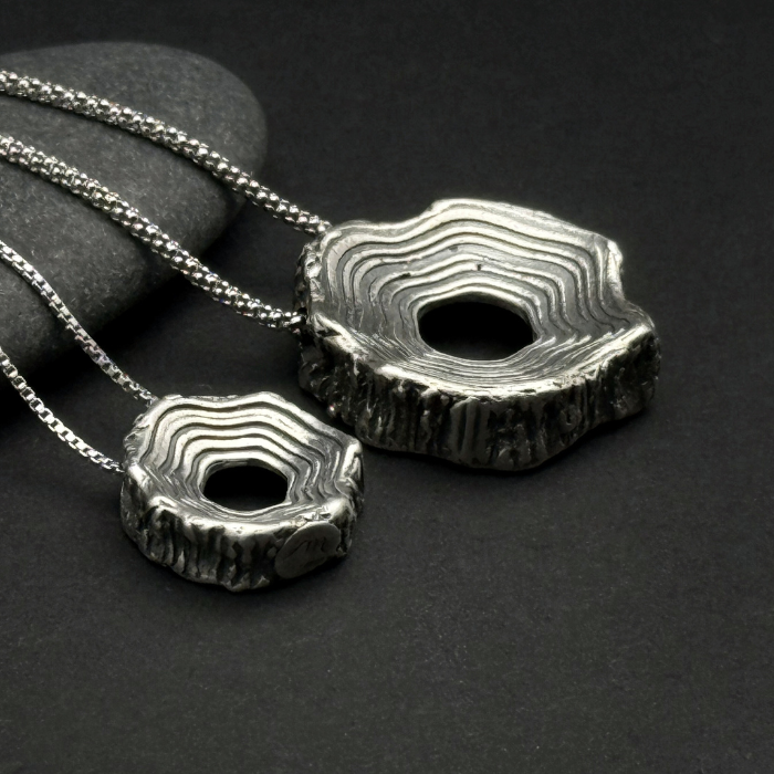 Rooted Rings Pendant, 16mm, Sterling