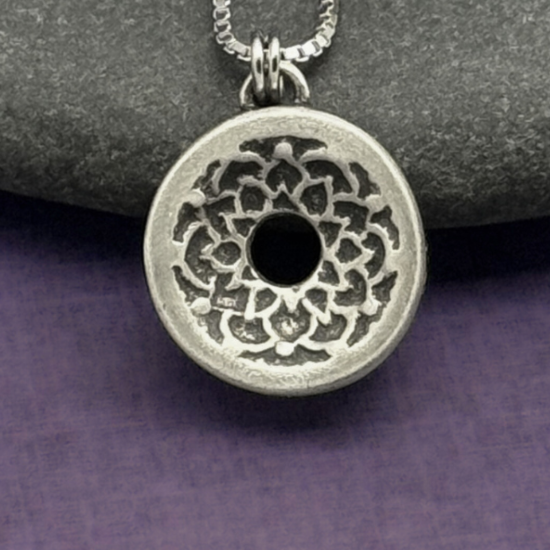Crown chakra necklace, 14mm handmade sterling silver Sahasrāra centering pendant