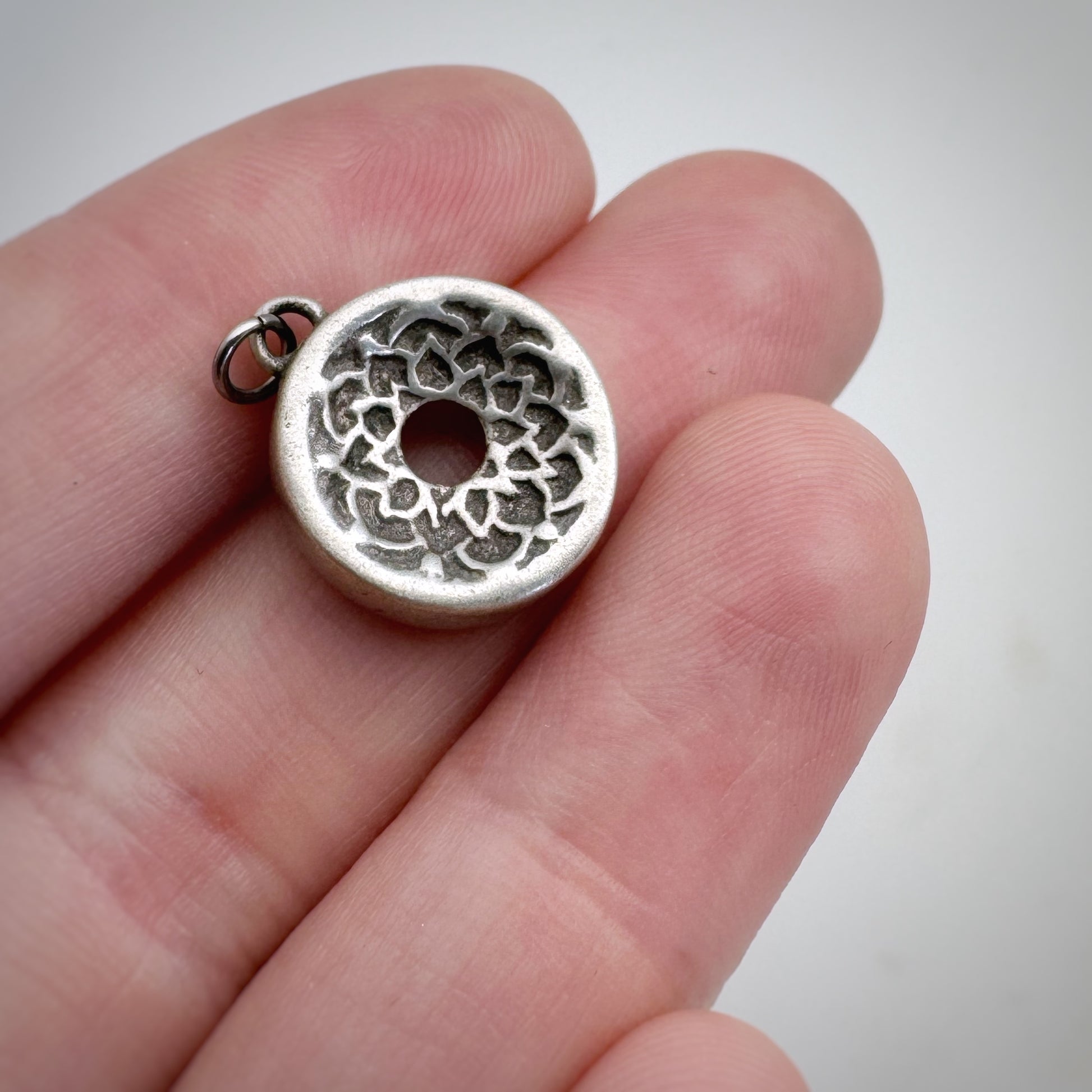 Crown chakra necklace, 14mm handmade sterling silver Sahasrāra centering pendant