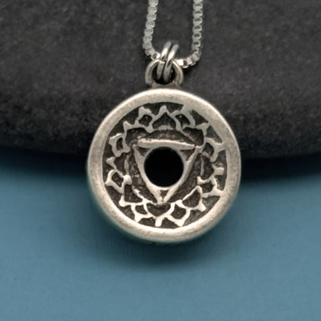 Throat Chakra Pendant, 14mm, Sterling