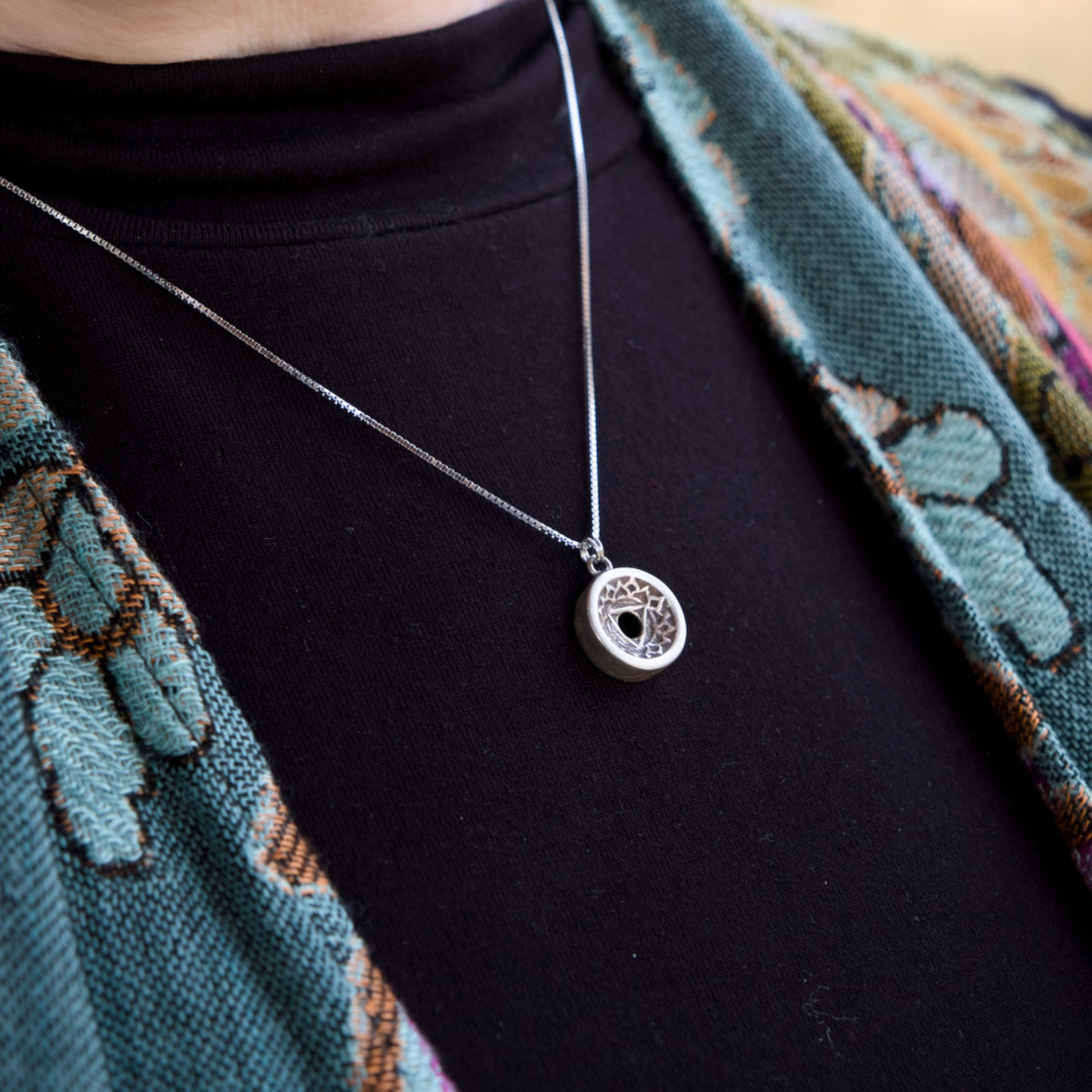 Throat Chakra Pendant, 14mm, Sterling