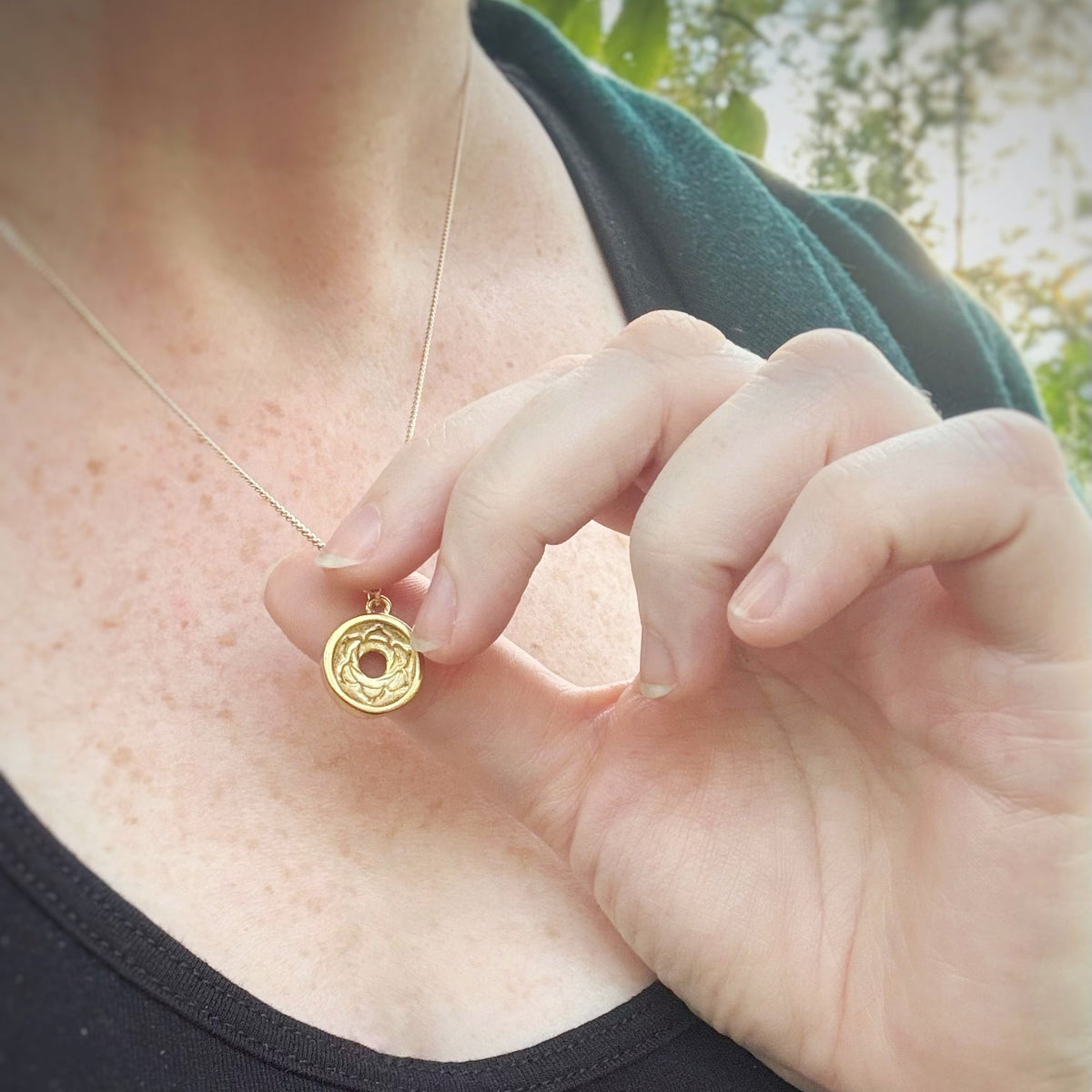 Root Chakra Pendant, 14mm, “Gold” Bronze