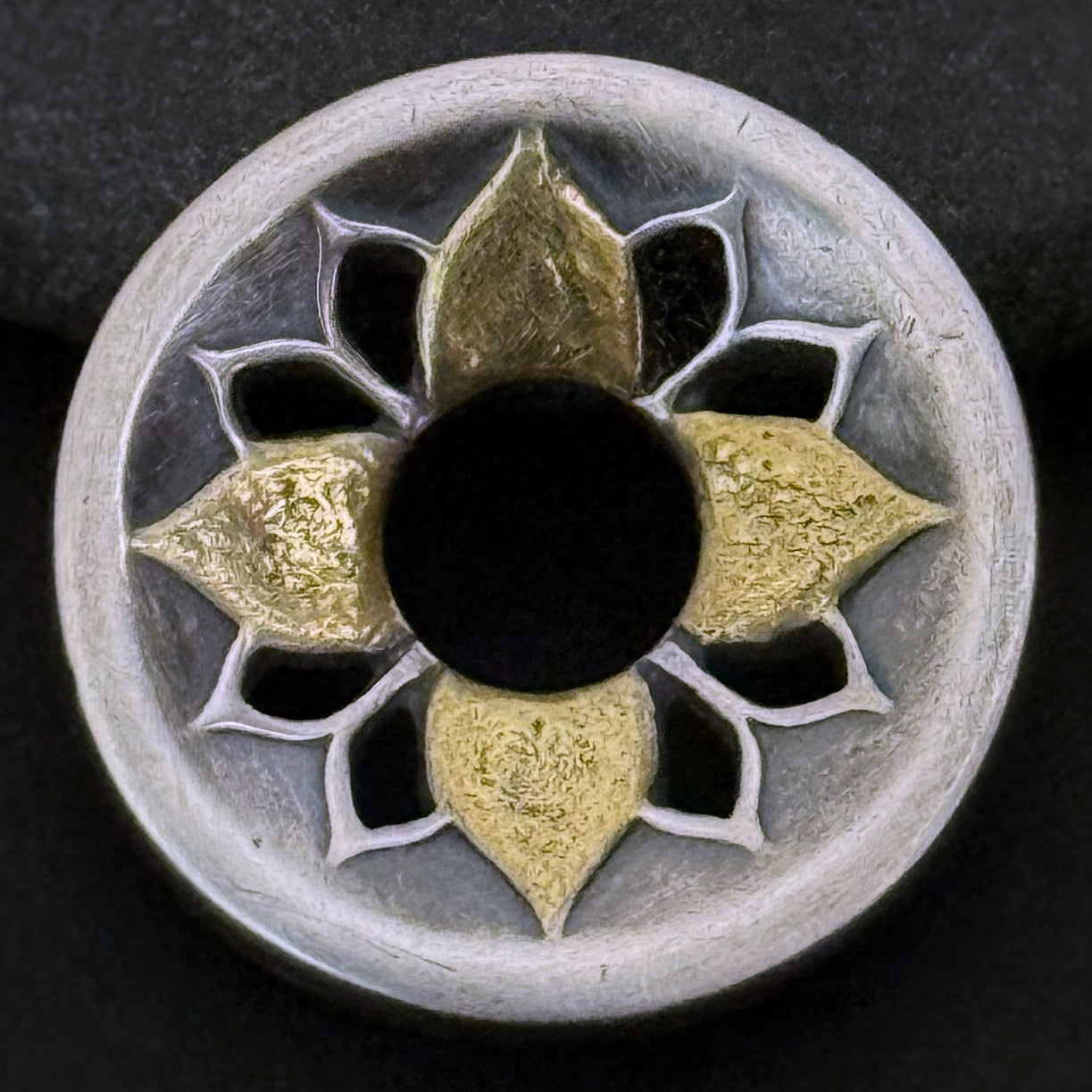 Heart Harmony Pendant - 24mm Carved, 22K Gold Accents (#13)