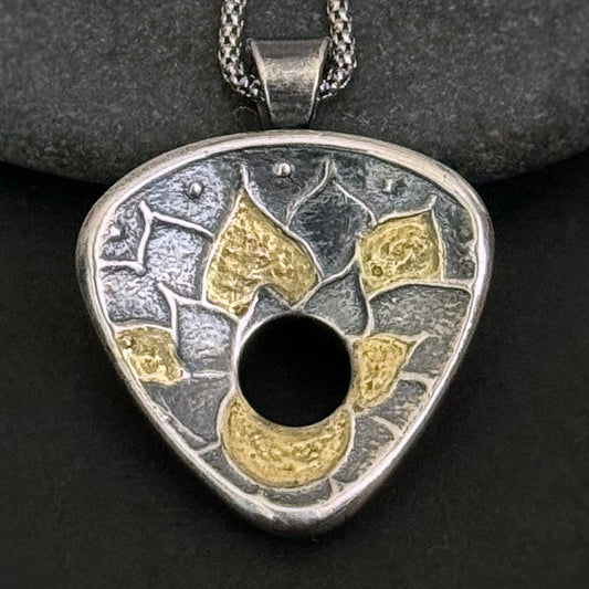 Lotus Down Triangle w/Bail, 26mm, 22K Gold Accents (#21)