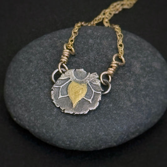 Lotus Petal, 10mm, FS/22k, 14" 14k Gold Filled Chain (#25 A, B)