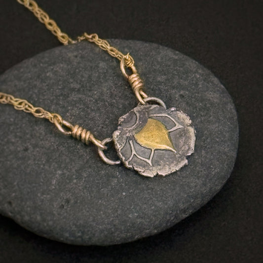 Lotus Petal, 10mm, FS/22k, 14.75" 14k Gold Filled Chain (#26)