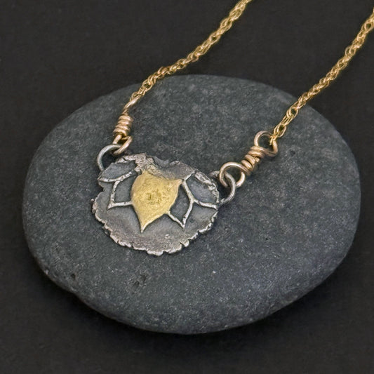 Lotus Petal, 10mm, FS/22k, 16" 14k Gold Filled Chain (#27)