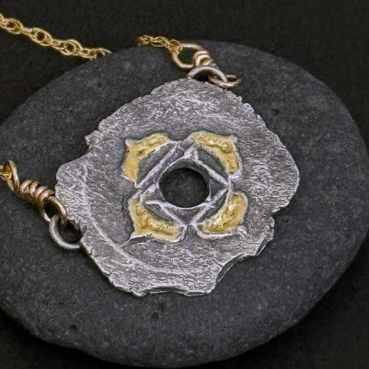 Root Chakra, 20mm, FS/22k, 15" 14k Gold Filled Chain (#52)