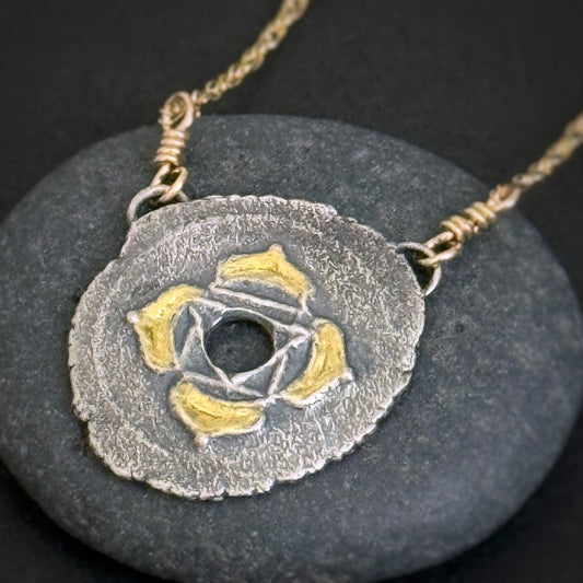Root Chakra, 20mm, FS/22k, 15.5" 14k Gold Filled Chain (#53)