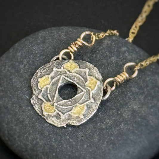 Solar Plexus Chakra, 14mm, FS/22k, 14" 14k Gold Filled Chain (#47)
