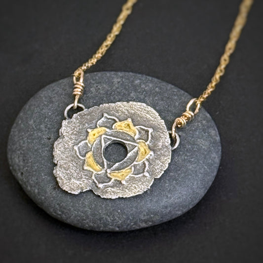 Solar Plexus Chakra, 18mm, FS/22k, 14.75" 14k Gold Filled Chain (#46)