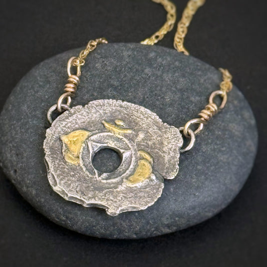 Brow Chakra, 18mm, FS/22k, 15" 14k Gold Filled Chain (#37)