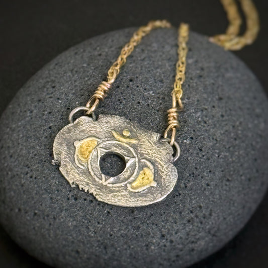 Brow Chakra, 16mm, FS/22k, 14" 14k Gold Filled Chain (#38)