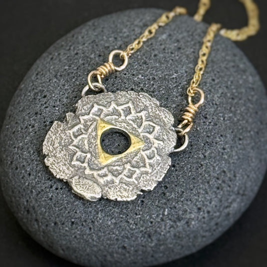 Throat Chakra, 16mm, FS/22k, 14.5" 14k Gold Filled Chain (#40)