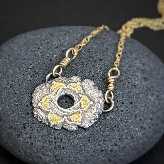 Sacral Chakra, 15mm, FS/22k, 14" 14k Gold Filled Chain (#50)