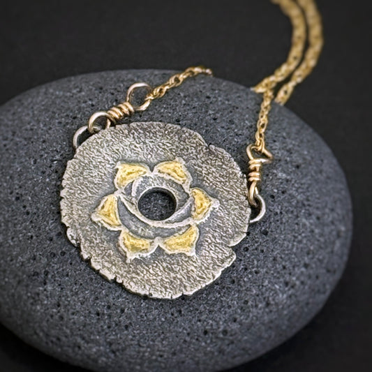 Sacral Chakra, 20mm, FS/22k, 16.5" 14k Gold Filled Chain (#48)