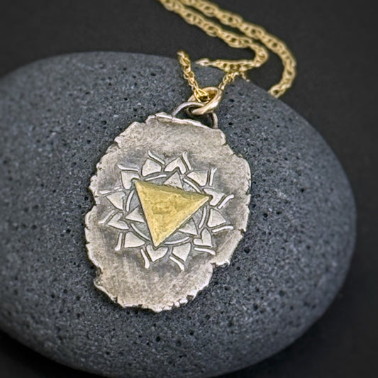 Heart Chakra, 17mm, FS/22k, 18" 14k Gold Filled Chain (#44)