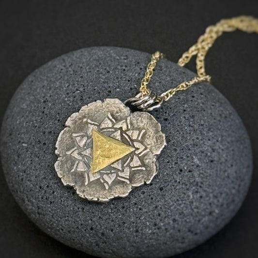 Heart Chakra, 15mm, FS/22k, 18" 14k Gold Filled Chain (#45)
