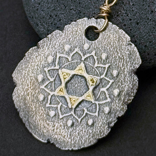 Heart Chakra, 25mm, FS/22k, 18" 14k Gold Filled Chain (#42)