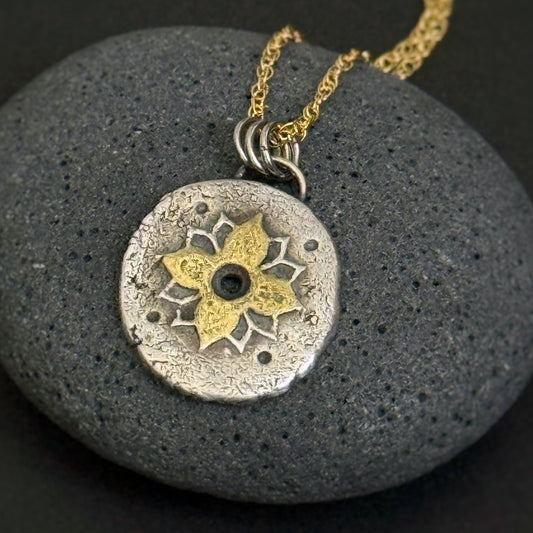 12 Petal Lotus, 17mm, FS/22k, 18" 14k Gold Filled Chain (#32 A, B, C, D)