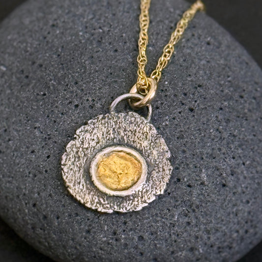 Sacred Circle, 12mm, FS/22k, 18" 14k Gold Filled Chain (#55 A, B)
