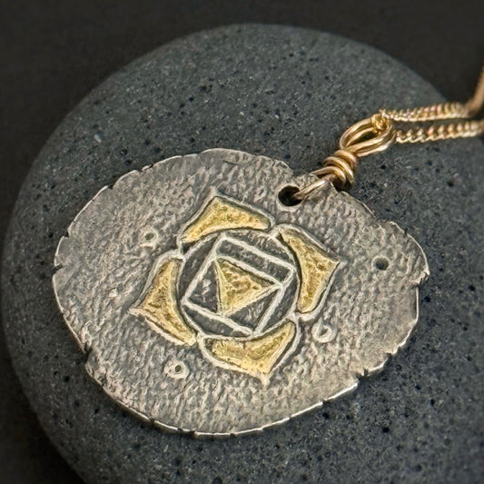 Root Chakra, 22mm, FS/22k, 16+2" 14K Gold Filled Chain (#51)