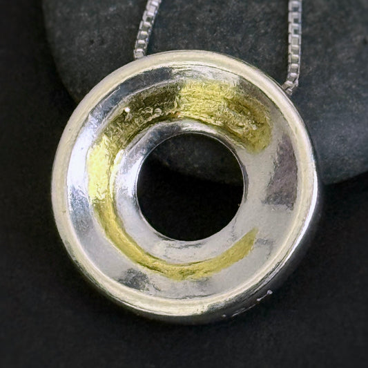 Enso, 20mm, .999 Fine Silver w/ 22k accents (#24)