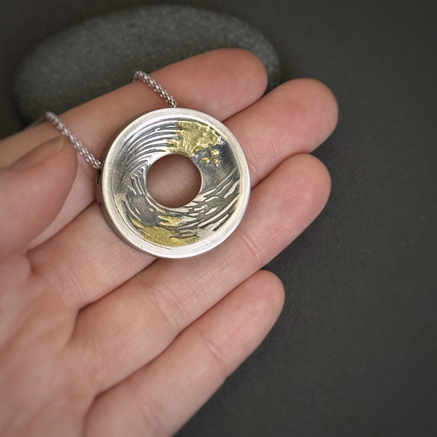 Endless Ocean Pendant - 28mm, 22K Accents (#1)