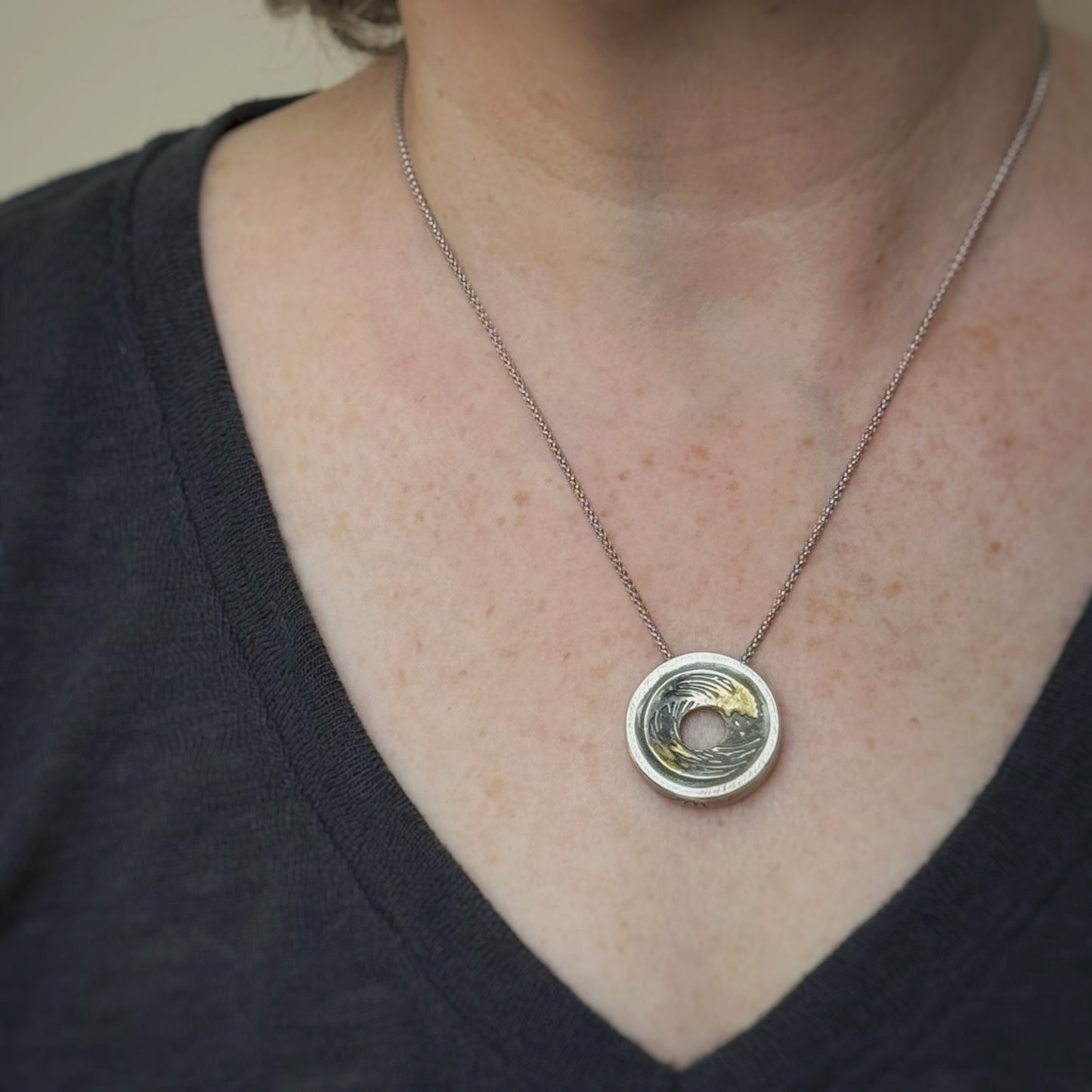 Endless Ocean Pendant - 24mm, 22K Accents (#2)
