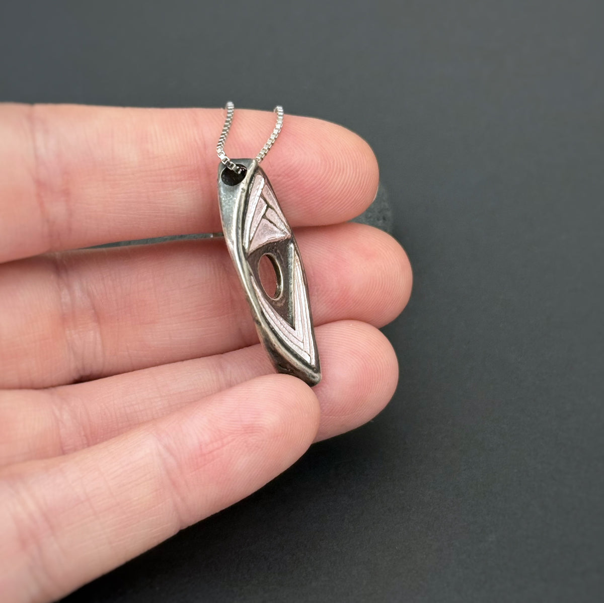 Yoni Pendant, 28mm, Fine Silver w/Light Pink Enamel