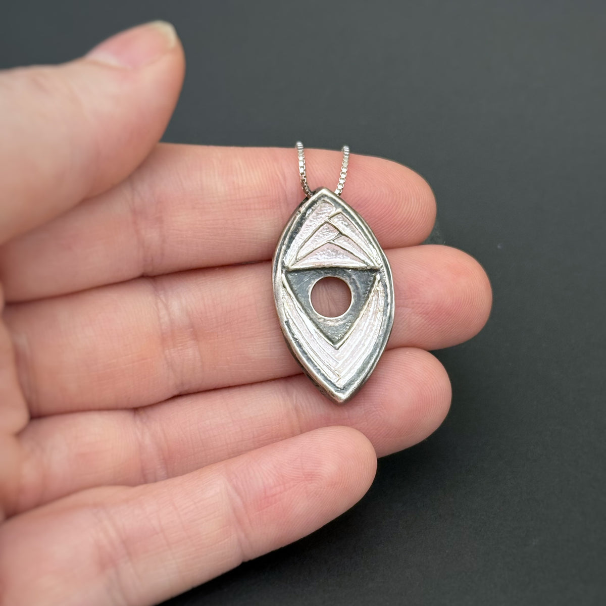 Yoni Pendant, 28mm, Fine Silver w/Light Pink Enamel