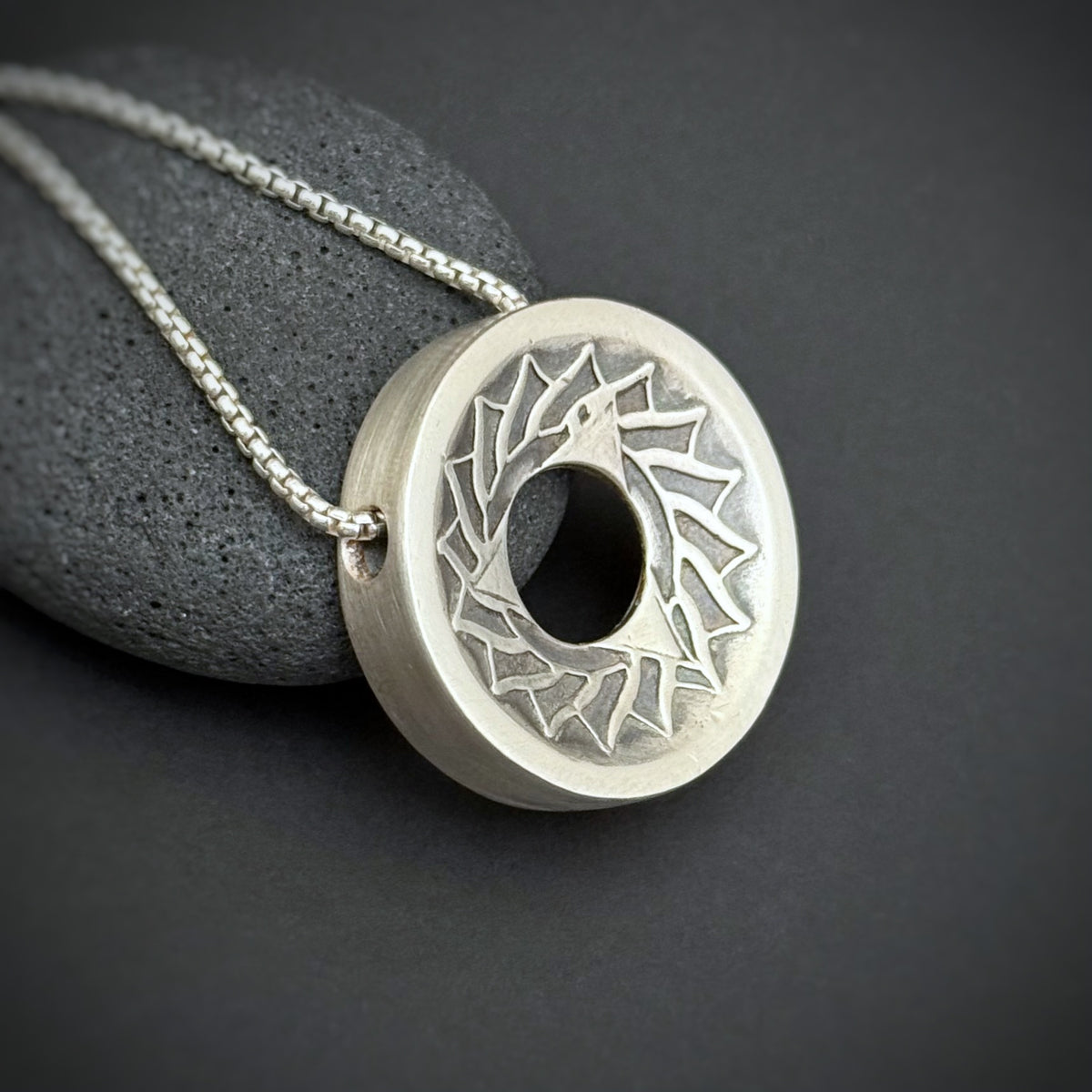Throat Chakra Pendant, 26mm, Fine Silver w/Blue Enamel
