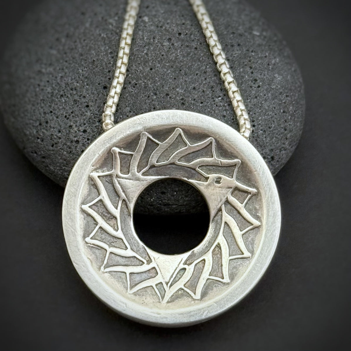 Throat Chakra Pendant, 26mm, Fine Silver w/Blue Enamel