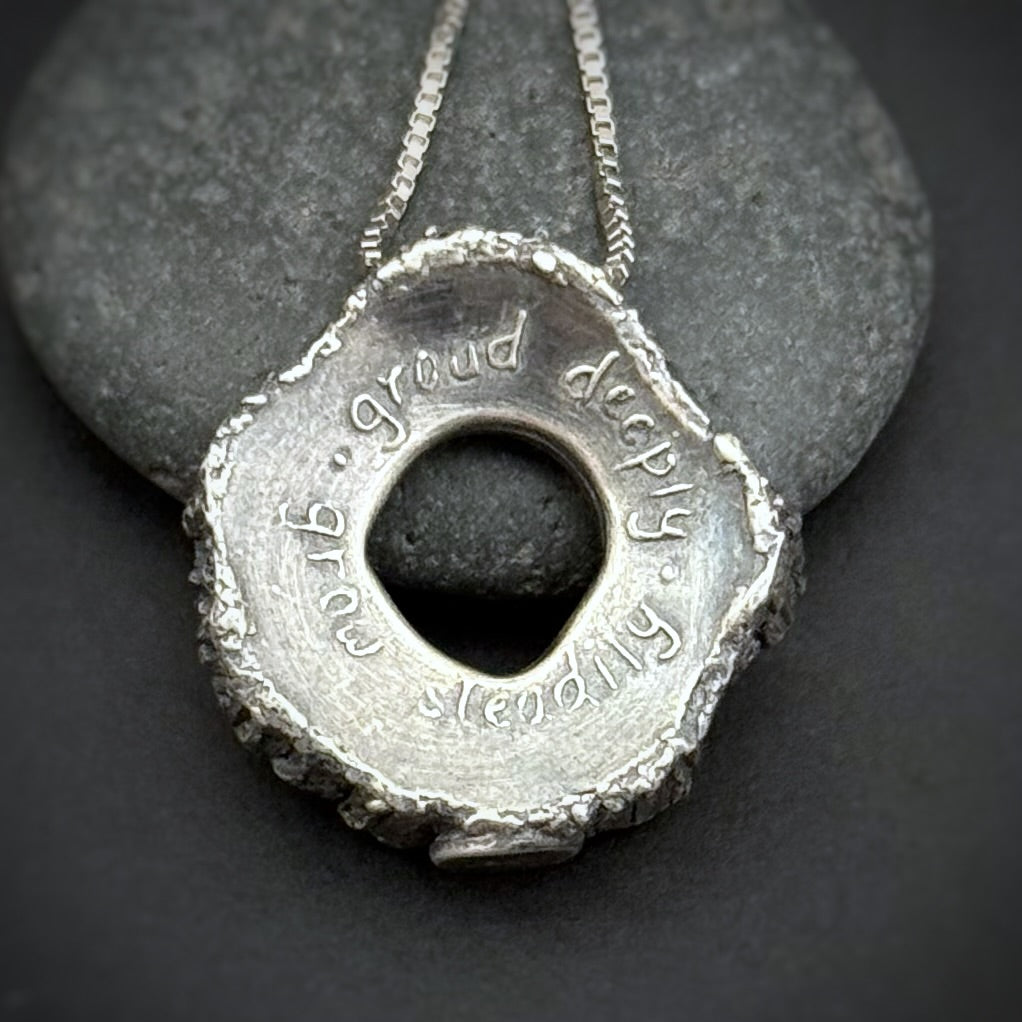 Rooted Rings Pendant, 20mm, Sterling Silver, "Groud" Misprint B
