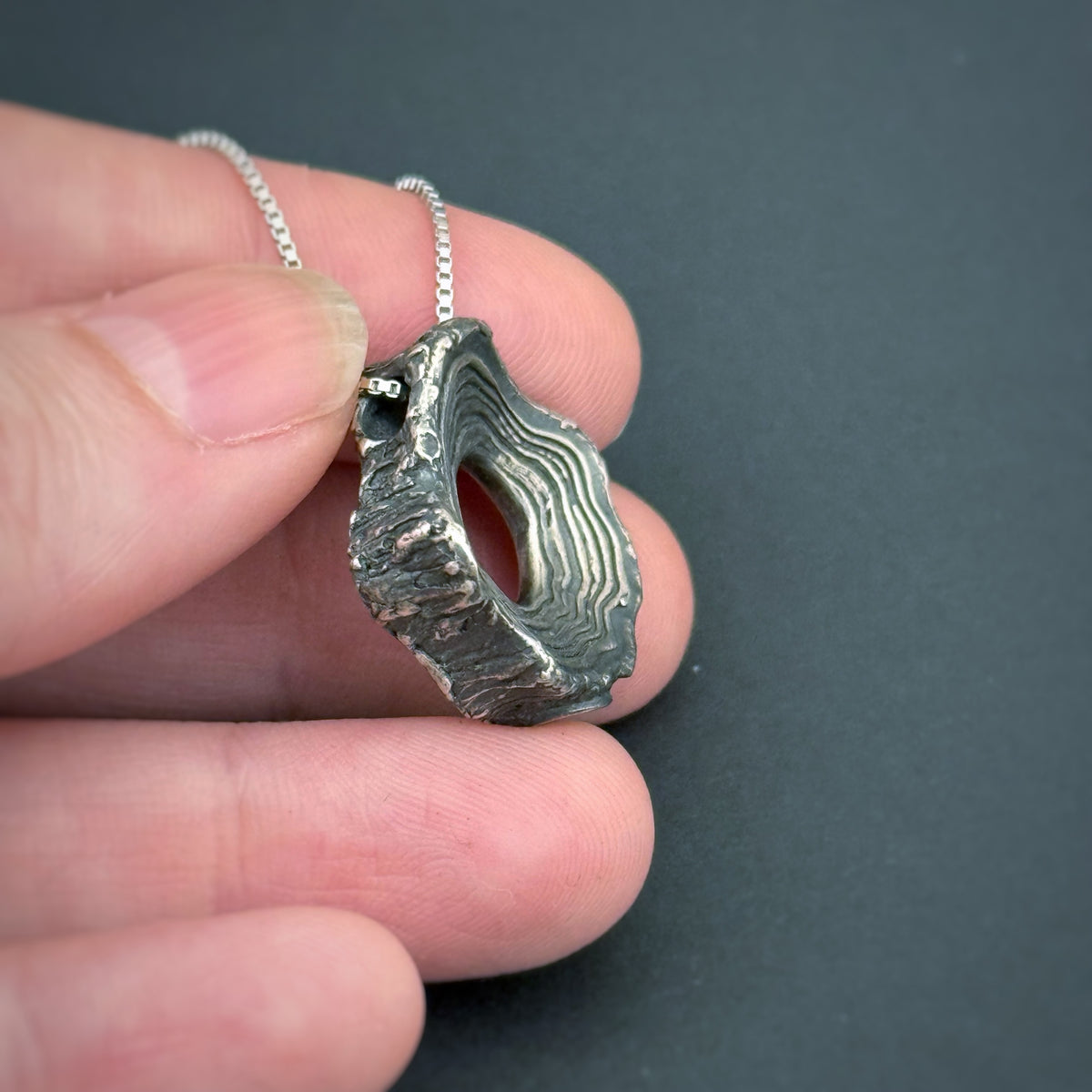 Rooted Rings Pendant, 20mm, Sterling Silver, "Groud" Misprint B