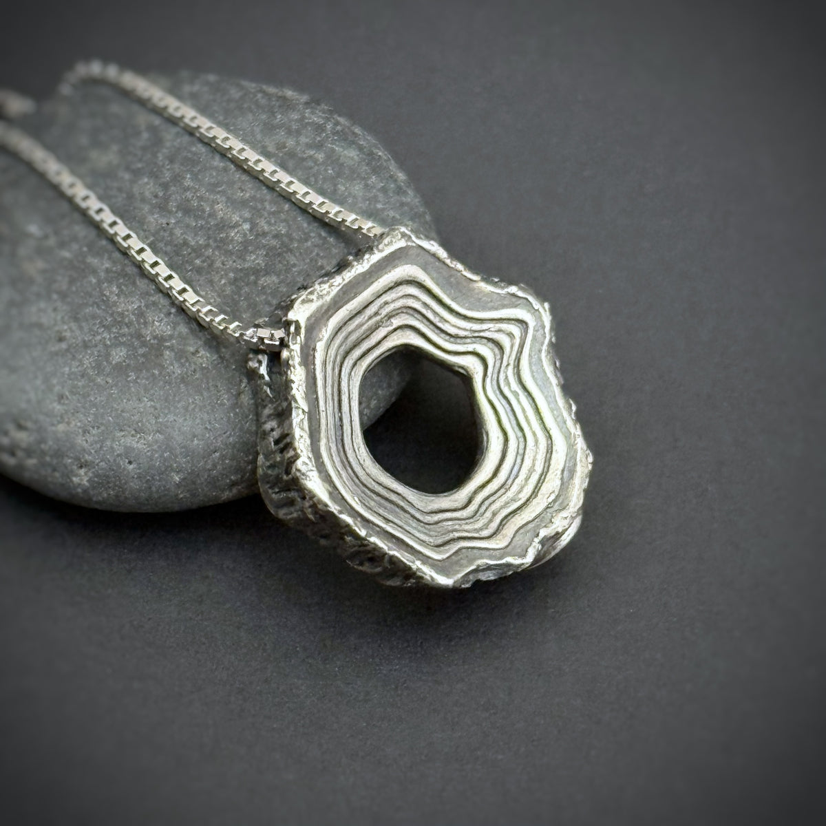 Rooted Rings Pendant, 20mm, Sterling Silver, "Groud" Misprint A