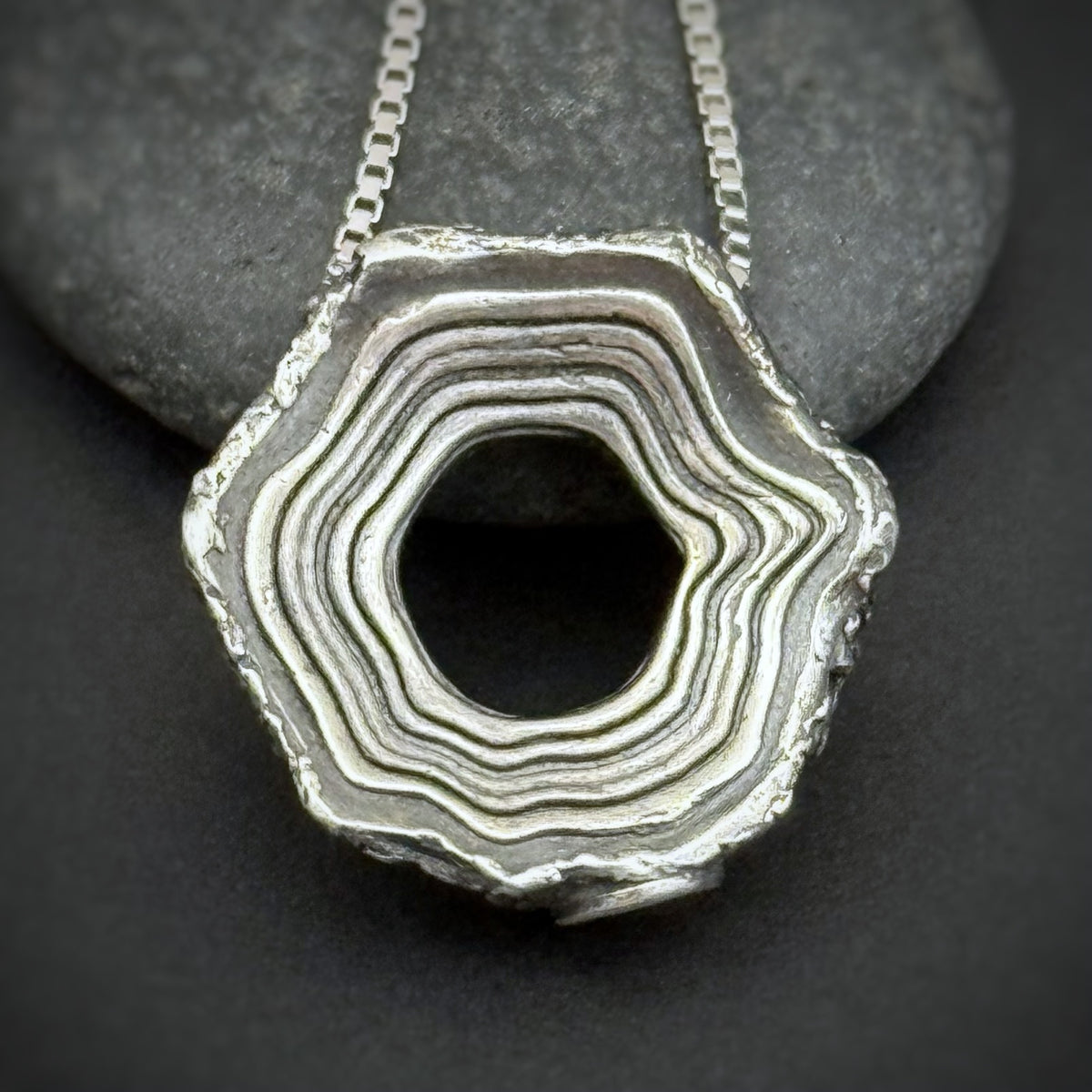 Rooted Rings Pendant, 20mm, Sterling Silver, "Groud" Misprint A