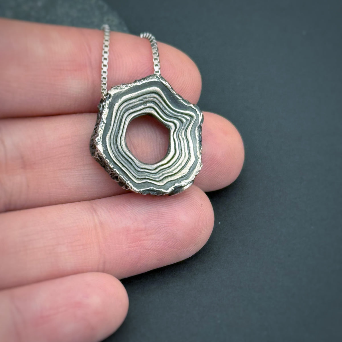 Rooted Rings Pendant, 20mm, Sterling Silver, "Groud" Misprint A